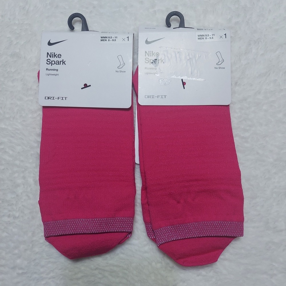 2pk Nike Spark Running Socks Unisex m8-9.5 Pink New Dri-FIT No Show Lightweight